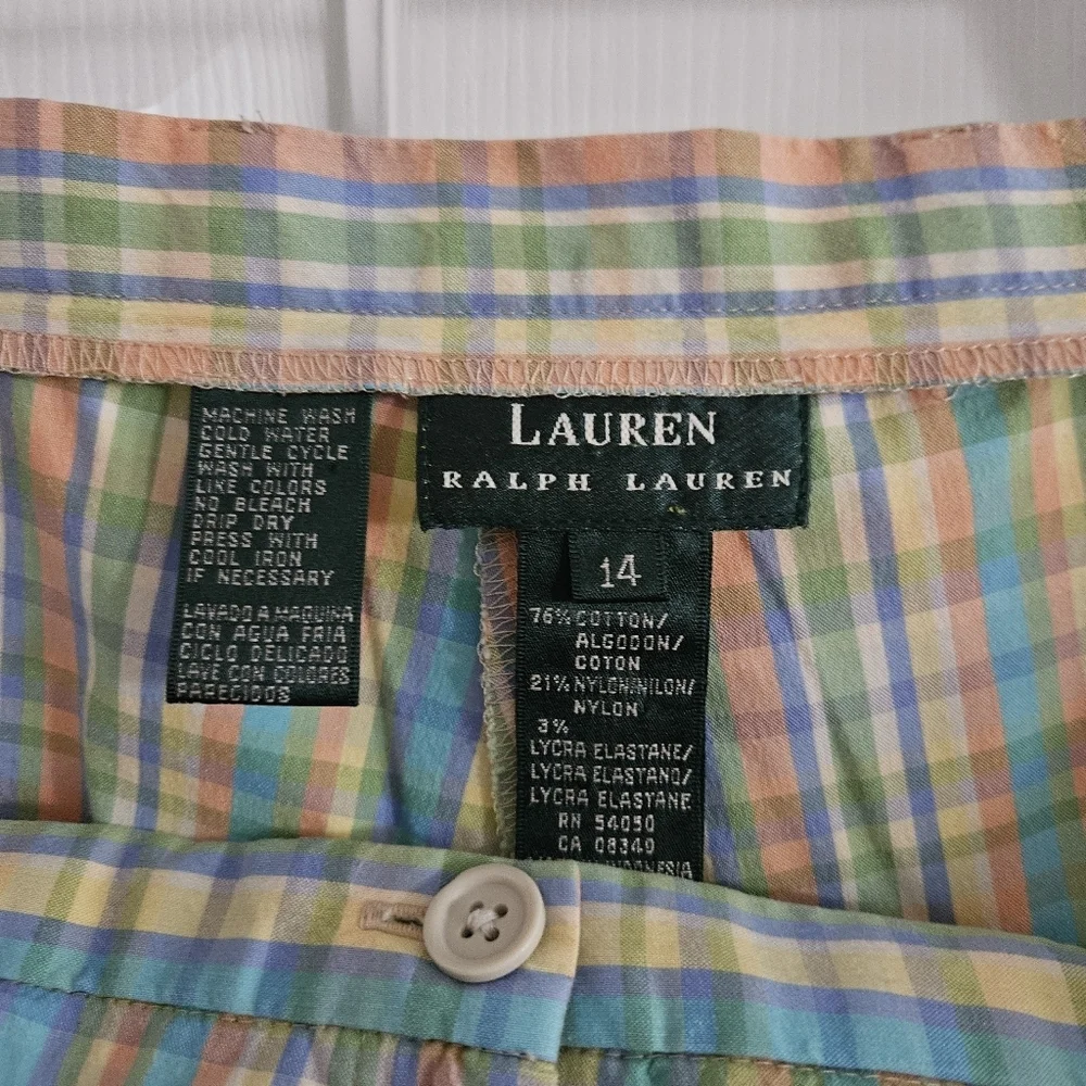 NWOT Vintage Lauren By Ralph Lauren Pastel Plaid Cropped Pants - Picture 7 of 8